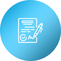 Notebook with pen icon.